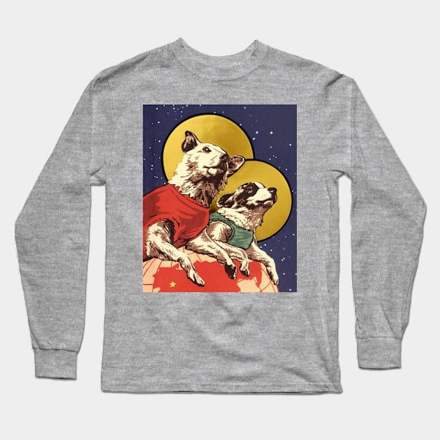 Vintage Dogs in Space Long Sleeve T-Shirt by ZeroG